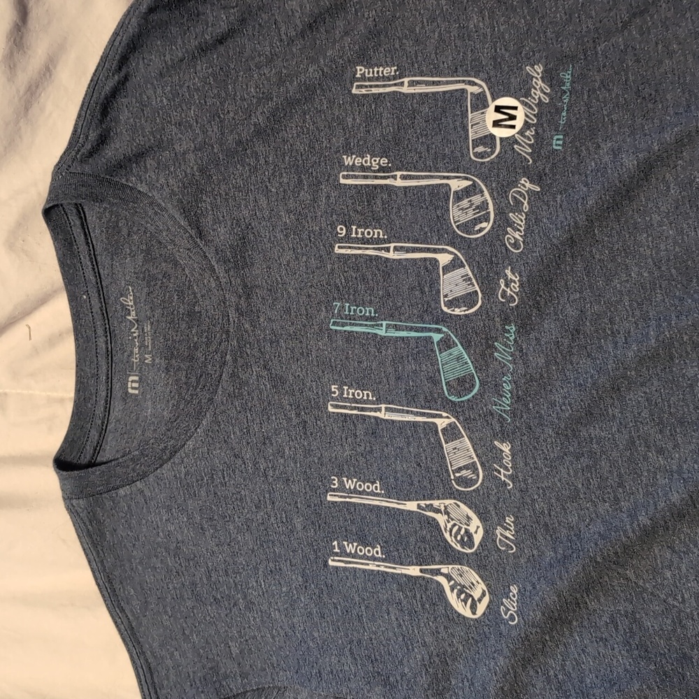 New Travis Mathew Graphic Shirt Funny Medium Blue Golf NWT